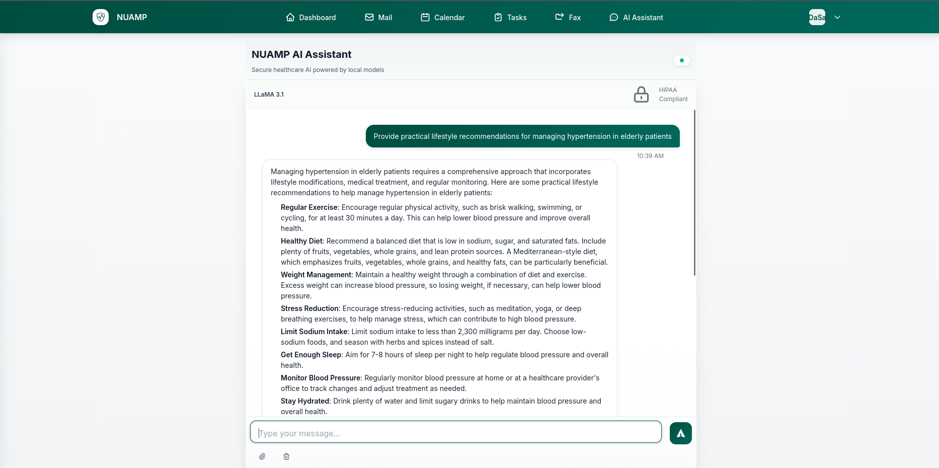 NUAMP AI drafting and voice-to-text