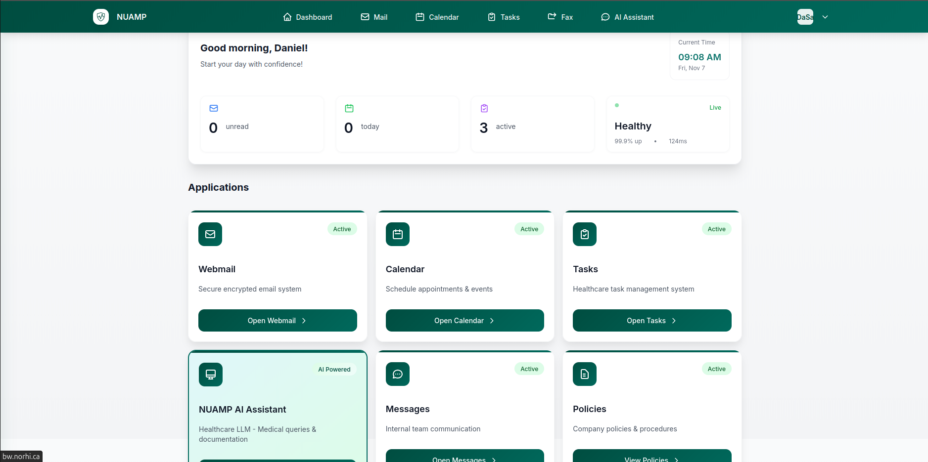 NUAMP dashboard